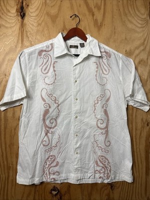 Cafe Luna Shirt Mens XL (46-48) Cuban Panel Short Sleeve Button-Up Cotton Top