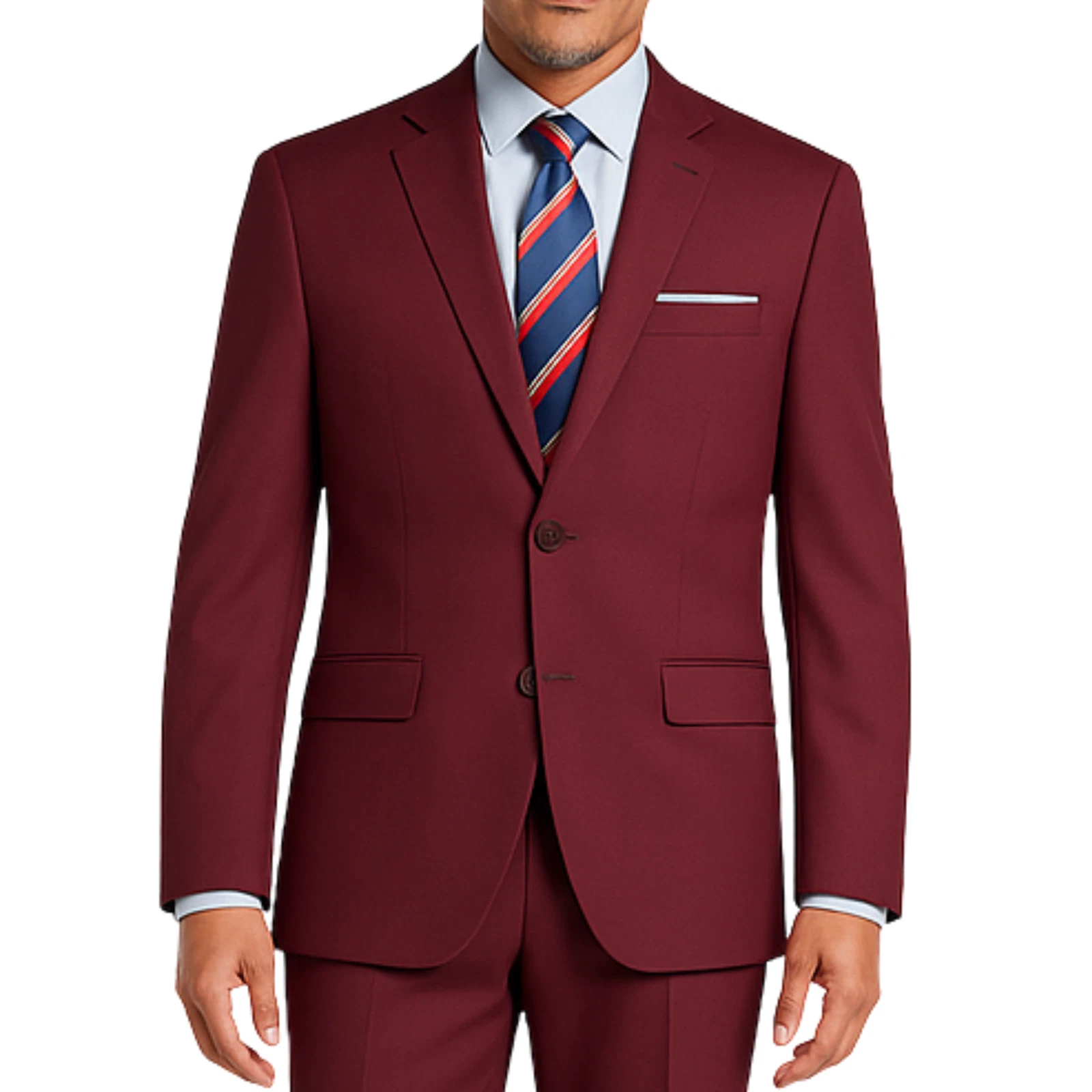 VINCI Men's Burgundy 2-Button Slim Fit Suit - NEW