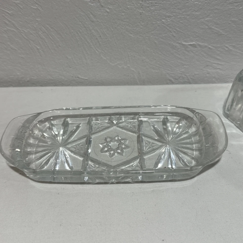 Anchor Hocking Precut Clear Star Of David Butter Dish Vintage - Image 4 of 4