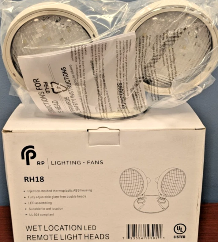 ROYAL PACIFIC WHITE DUAL LED REMOTE LIGHT HEADS FOR EMERGENCY WET LOCATION RH18 - Image 2 of 4