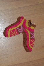 Hand Knitted Wool Slipper Socks Sherpa Lining Handmade Woolly Warm One Size