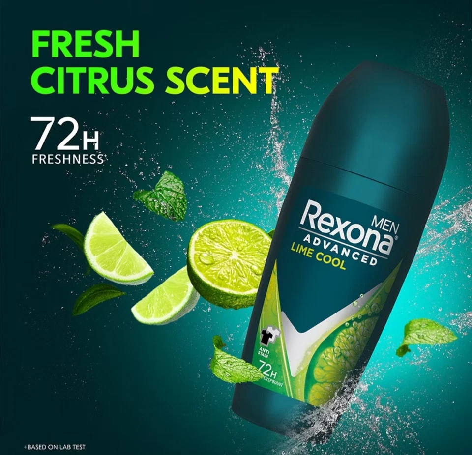 Rexona Men Lime Cool Roll-On Deodorant 2x45ml | Twin Pack | 48H Fresh Protection - Image 2 of 4