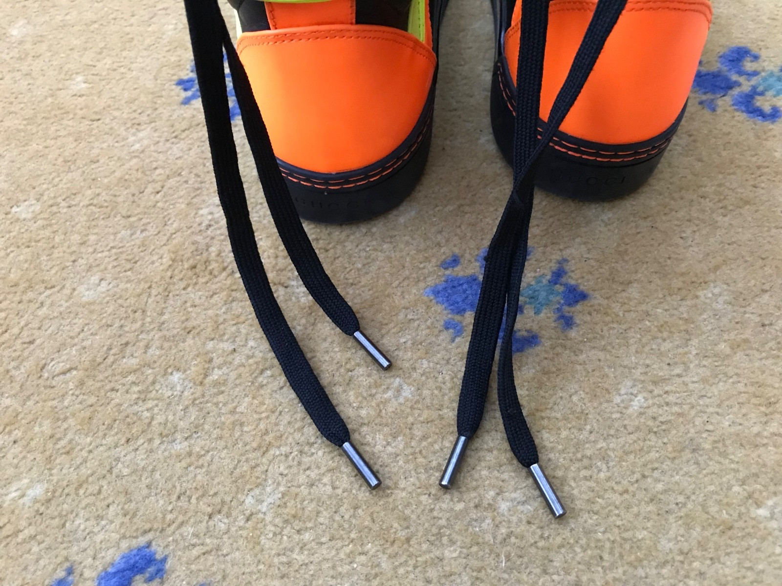 Gucci Shoes Orange Yellow Neon Trainers Sneakers High Top Mens UK 9 US 10 EU 43 thumbnail 9