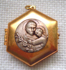Metall Medaillon mit MINI Rosenkranz --Gablonz/Böhmen ca 30er-40er Jahre