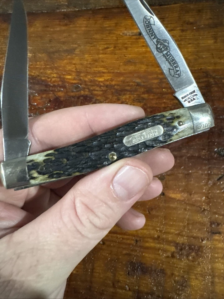 Parker-Frost Schrade 1978-3 USA Johnny Muskrat Knife, Jig Bone Handles. (501) - Image 2 of 4
