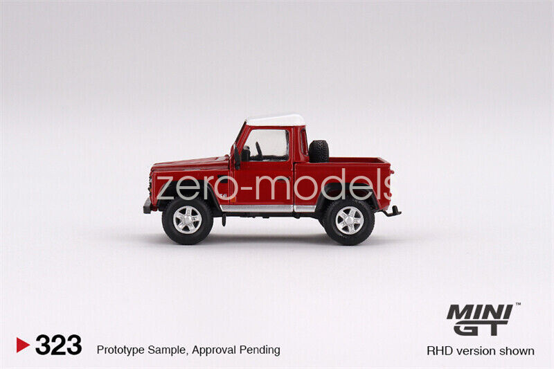 MINI GT 1:64 Land Rover Defender 90 Pickup Masai Red LHD Car toys