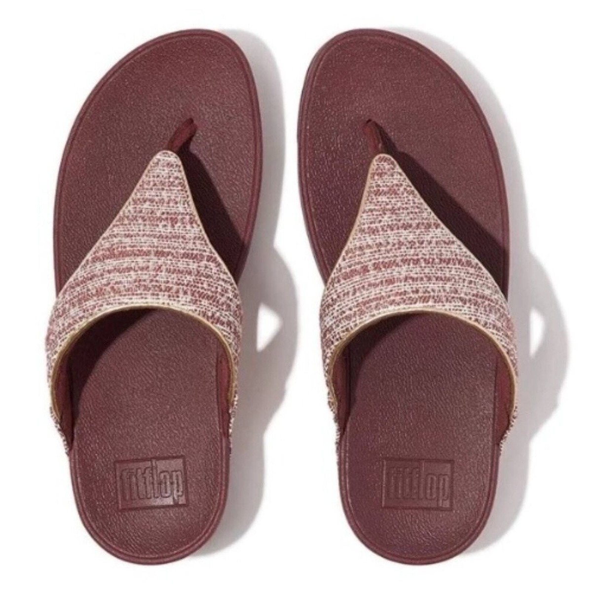 Fitflop Lulu Shimmerweave Toe-Post サンダル FitFlop Women's Lulu Shimmerweave Toe-Post Thong Sandal Clay