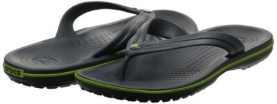 Crocs Unisex Crocband Flip Flops, Graphite/Volt Green Men 9 / Women 11 (0029)*