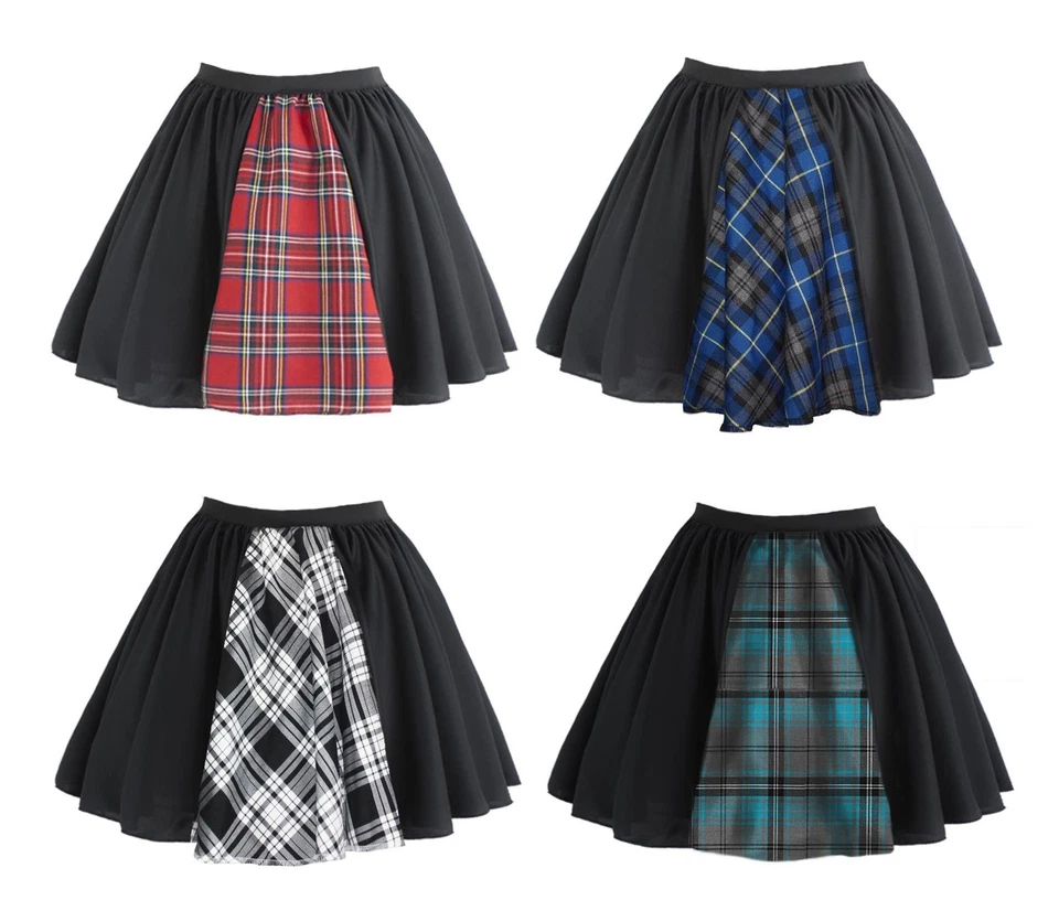 THE DRAGONS DEN FANCY DRESS LTD Adults 15" Length Tartan Panel Skirt Burns Night Scotland Fancy Dress
