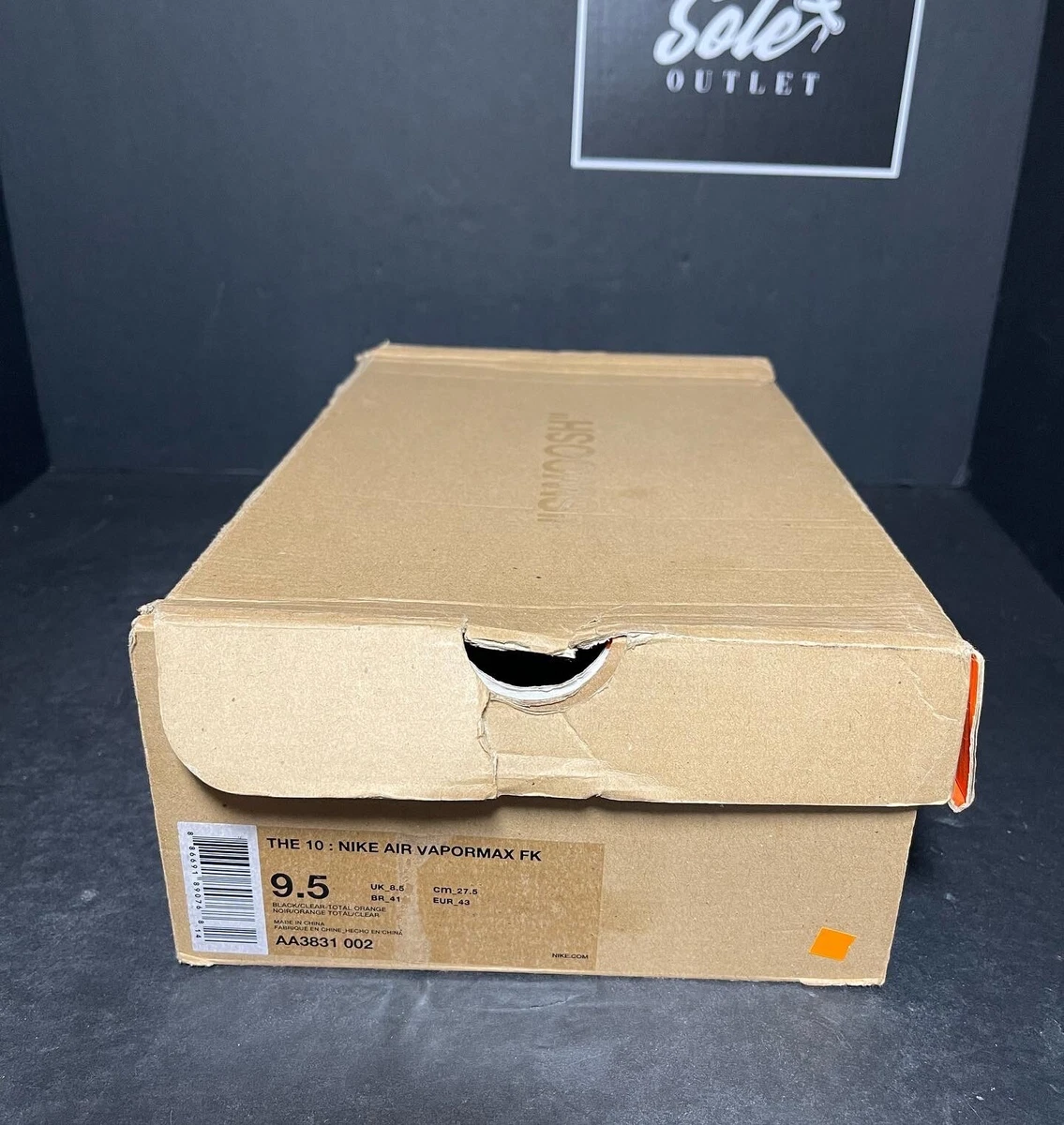 Off White Nike Air VaporMax Black Shoe Men's Size 9.5 AA3831