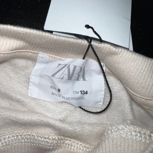 Zara KIDS SWEATER PULLOVER 9 long-sleeve top CREAM beige silver sequined hearts - Picture 6 of 7