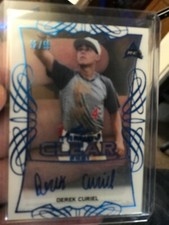 2021 Leaf Trinity Clear Blue Derek Curiel Auto RC #/99. LSU Baseball Prospect