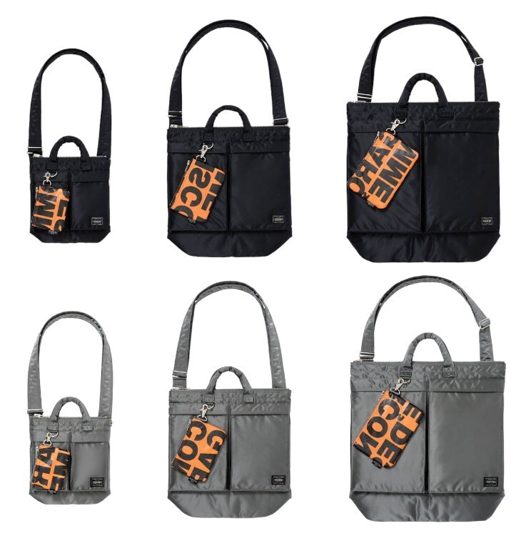 PORTER x COMME des GARCONS TANKER HELMET BAG XS S M Black Gray  