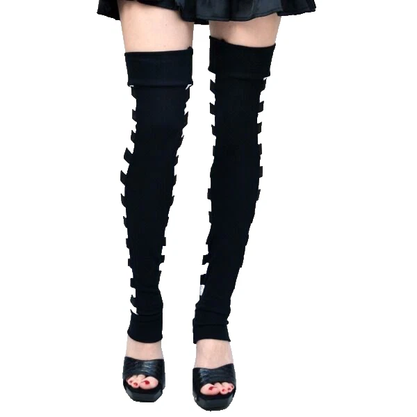 Длинные полосатые ноги подогреватели белый черный леггинсы Otk колена носки косплей подогреватели для ног - Изображение 4 из 4