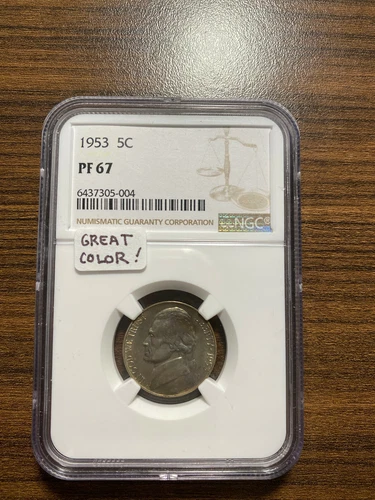 1953-P Jefferson Nickel 5C NGC PROOF PR PF 67 Type 1, Original Design Vintage