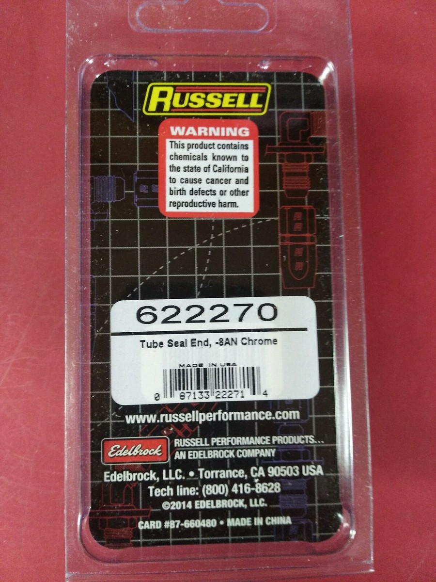 Russell #8 Tube Seal Hose End Chrome 622270 Russell #8 Tube Seal Hose End Chrome 622270