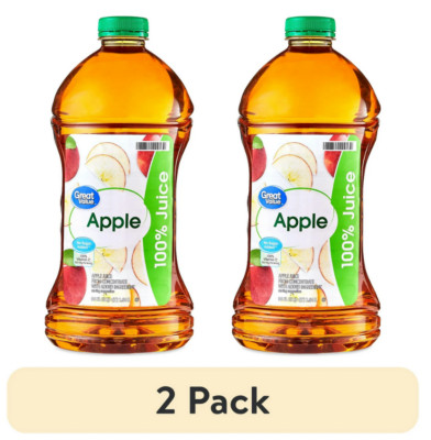 (2 pack) Great Value 100% Apple Juice, 96 fl oz