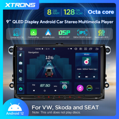 QLED 9'' IPS 4G Android 12 8-Core 8+128GB Autoradio GPS  Für VW Golf Passat Jetta