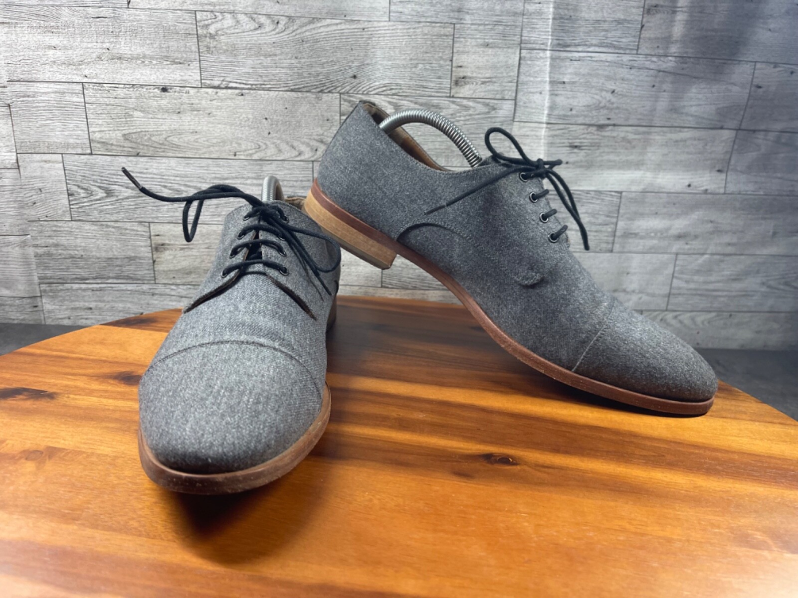 SAOLA Taft Vestito Oxford Uomo 10M Kennedy Scarpe Grigio Lana Derby Punta a Cappuccio Stringate Comode