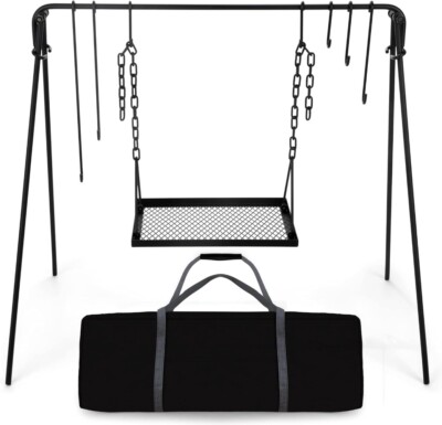 Bruntmor Grill Swing Campfire Cooking Stand BBQ Grill for Cookware & Dutch Oven
