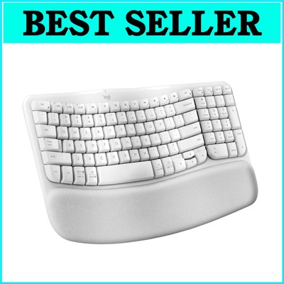 Compact Wave Keys Wireless Keyboard with Palm Support - Ideal for Windows & Mac