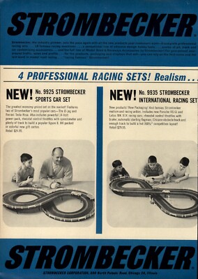 1964 PAPER AD 2 PG Strombecker Play Toy Slot Car Race Track Mark IV Formula 1
