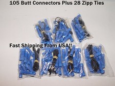 105 Car Audio/Alarm Wire Butt Connector Blue Vinyl 16-14 AWG Gauge Ga Terminal