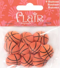 Basketball Shaped Sewing Buttons 7/8" Shank Pack of 9 Flair Originals New