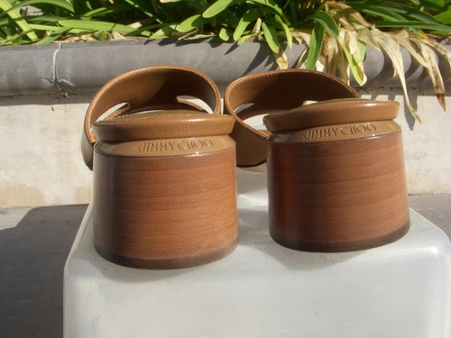 Jimmy Choo ELLISON 45 mm Napa pelle mules cuoio marrone chiaro da donna taglia 36, prezzo al pubblico consigliato $ 795 - Foto 4 di 24