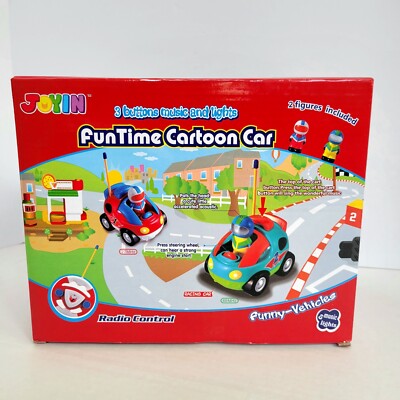 2 RADIO CONTROL CARS , JOYIN 10645 FUNTIME CARTOON CARS W/ 2 FIGURES