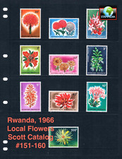 $14.40 Scott Value  - 1966 RWANDA Flowers African Wildlife CV MNH NH UMM