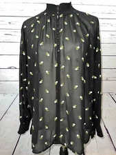 Cabi Long Sleeve Blouse Shirt 5338 High Neck embroidered floral Small #5338