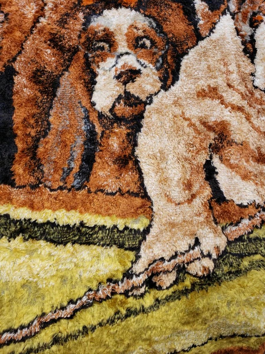 Tenture Murale Vintage Turque - Motif Chasse, Chiens Pointers, Fleurs, Décoration Rétro Multicolore