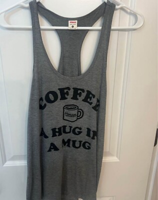 Homage  Coffee A Hug In A Mug  Gray  Tank Top Women's Medium