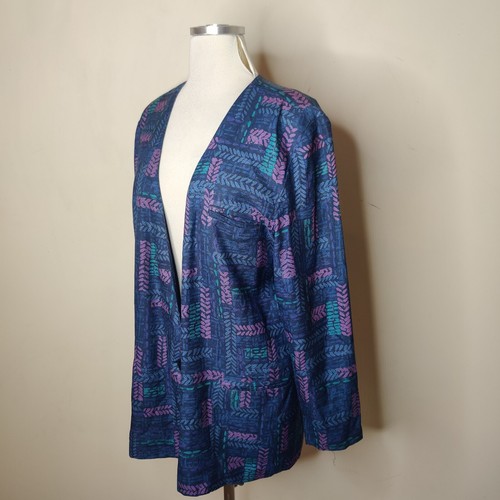 St Gillian Kay Unger Vintage Silk Jacket Size 12 Women's Purple Blue Geometric - Picture 5 of 9