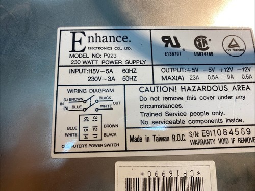 ENHANCE AT Netzteil 230 Watt XT AT 286 386 Power Supply - Bild 2 von 4