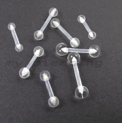 PAIR 18g 16g 14g Bio Flex Clear Ball Ends Ear Tragus Cartilage Barbell Retainer