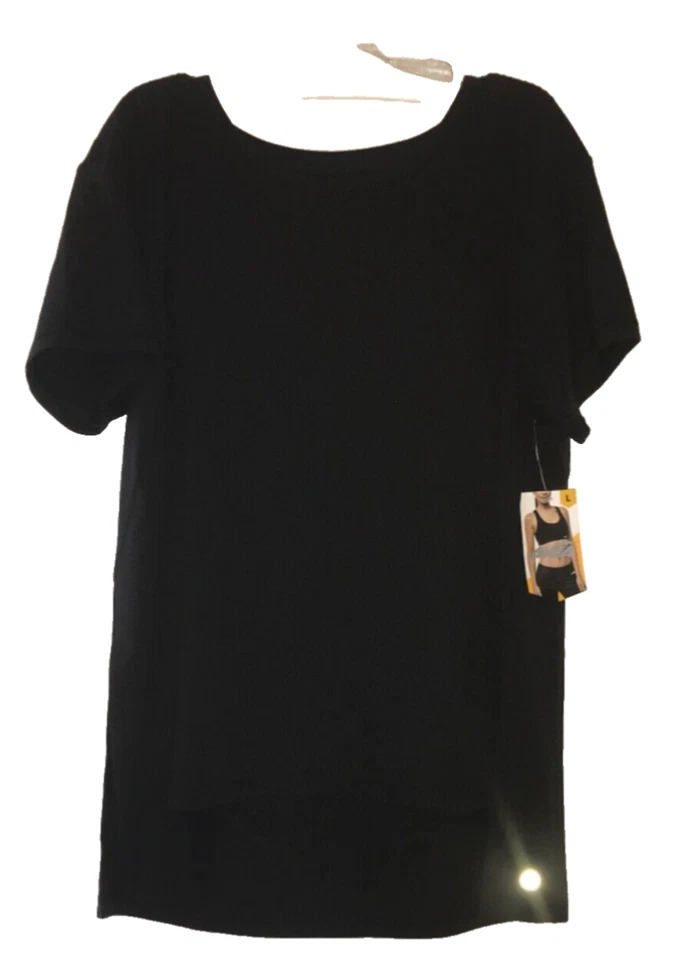 AVIA NUEVA CAMISETA NEGRA OVERSIZE TALLA L 12/14 CORTA SLV POLI/ALGODÓN/SPANDEX NUEVA CON ETIQUETAS Foto 2 de 4