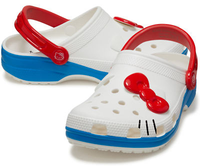 Hello Kitty Crocs Classic Clog W8 M6 White Blue And Red Barrett