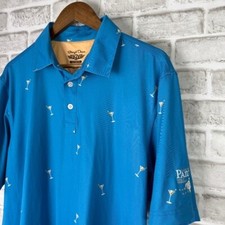 Straight Down Performance Royal Blue Martini AOP Golf Polo Mens Large Stretch