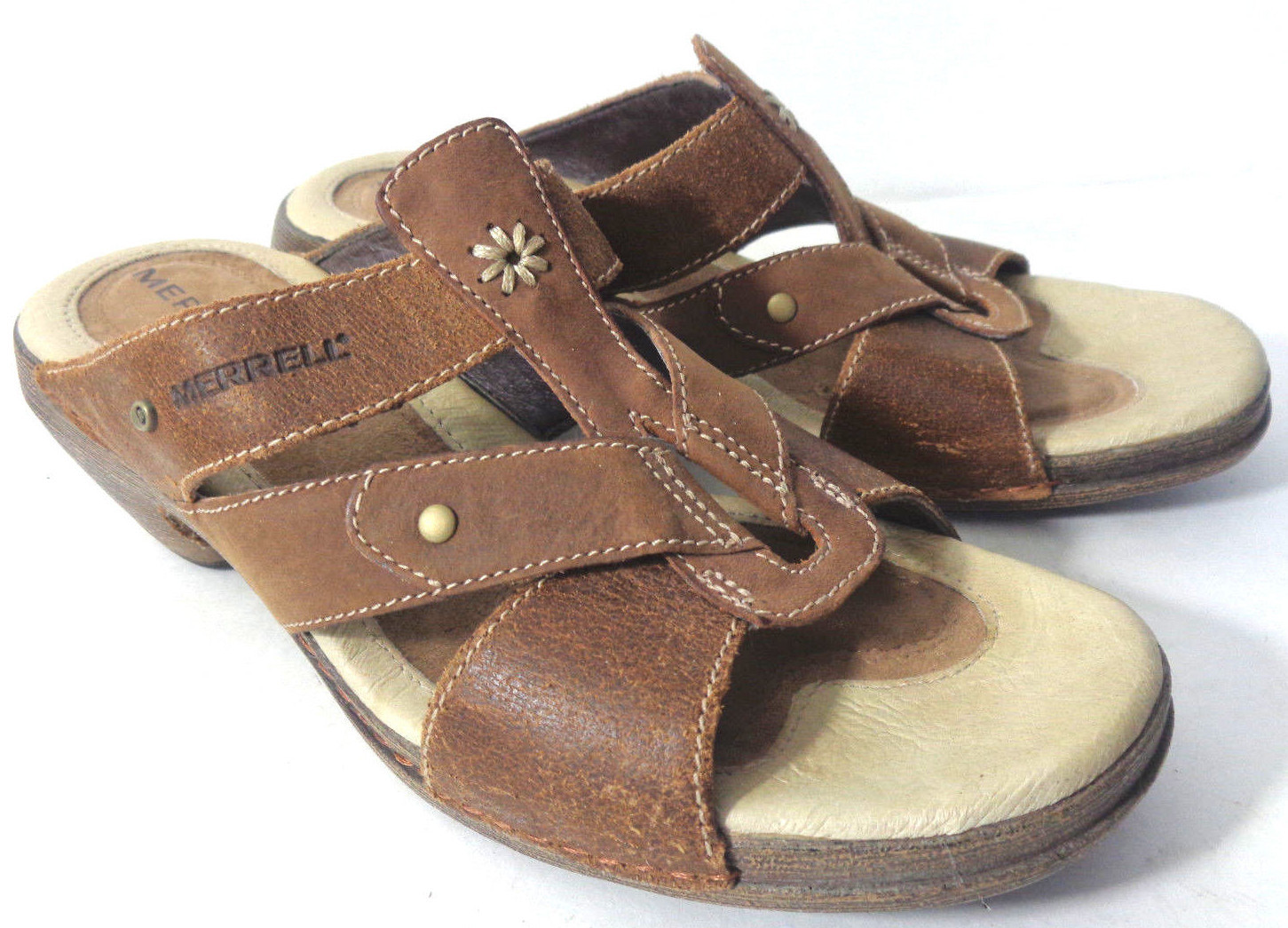 Merrell Luxe Slide Eu 37 USA 6M Sandali Scarpe Visone pelle Marrone