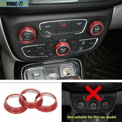 Aluminum Red Central Console AC Knob Cover Trim New For Jeep Compass 2017-2021 - Picture 2 of 11