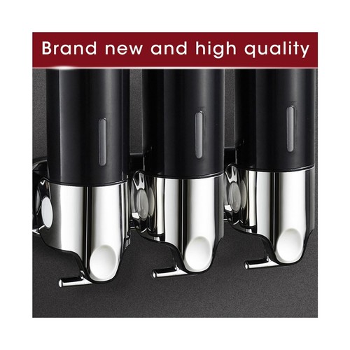 3 Bottles Bathroom Shower Soap Dispenser Shampoo Gel Pump Wall 1500ml Black - Picture 8 of 10