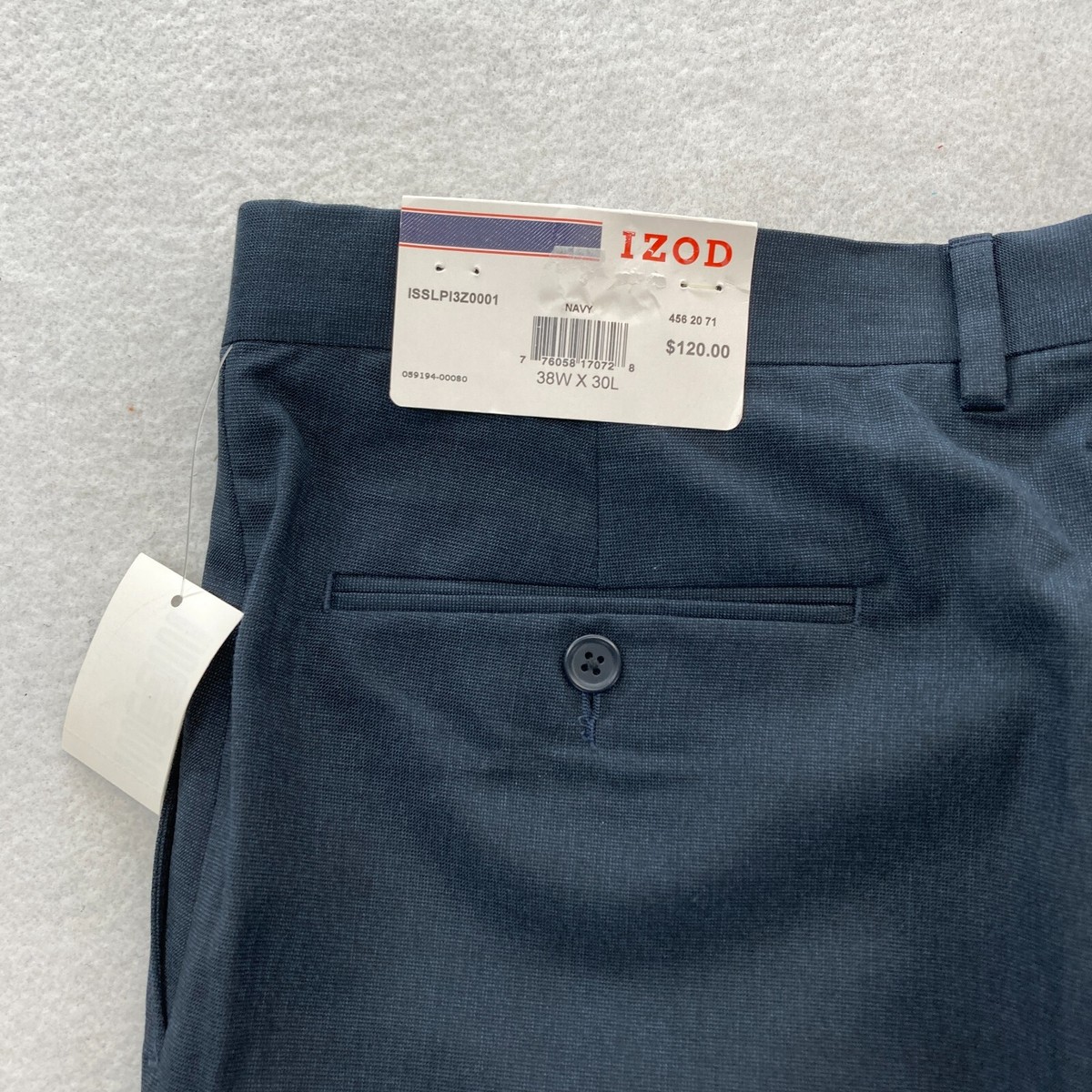 IZOD Dress Pants Mens 38x30 Navy Blue Relaxed Fit Straight Leg