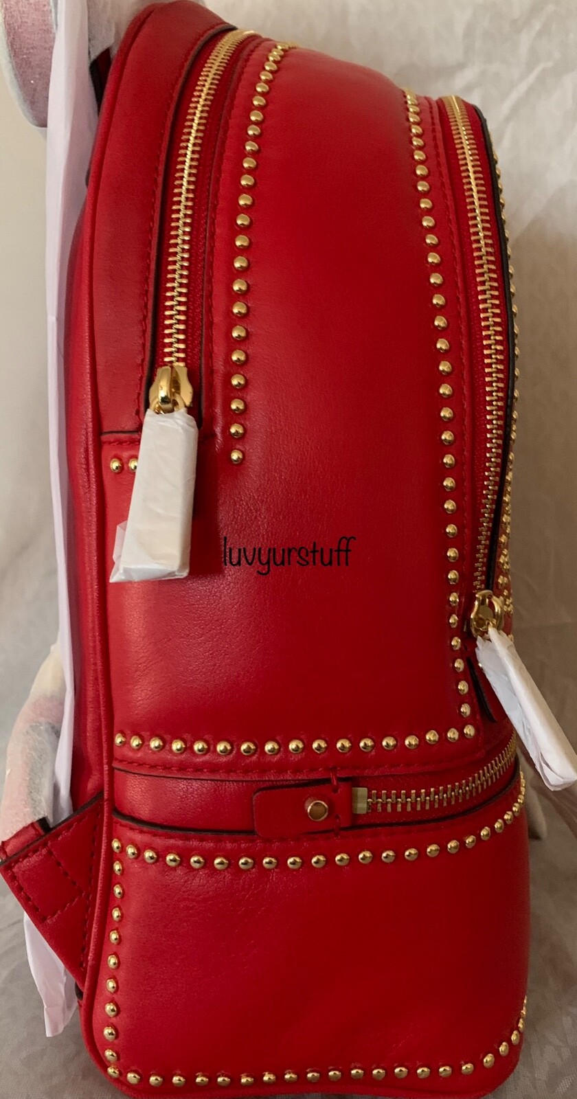 rhea medium rose studded leather backpack