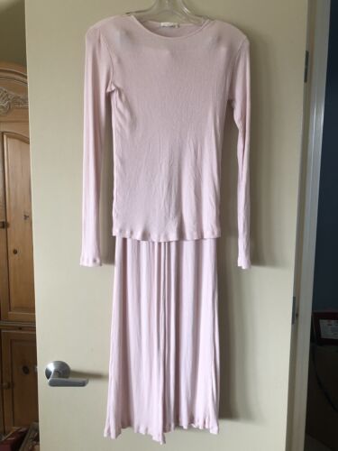 Skin Women's Pink Sleepwear Pima Cotton Pajama Set Long Sleeve Size 1 Small 4-6