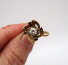 14K Yellow Gold Garnet & Clear Stone Flower Ring Size 8.25 [R212] — photo 6