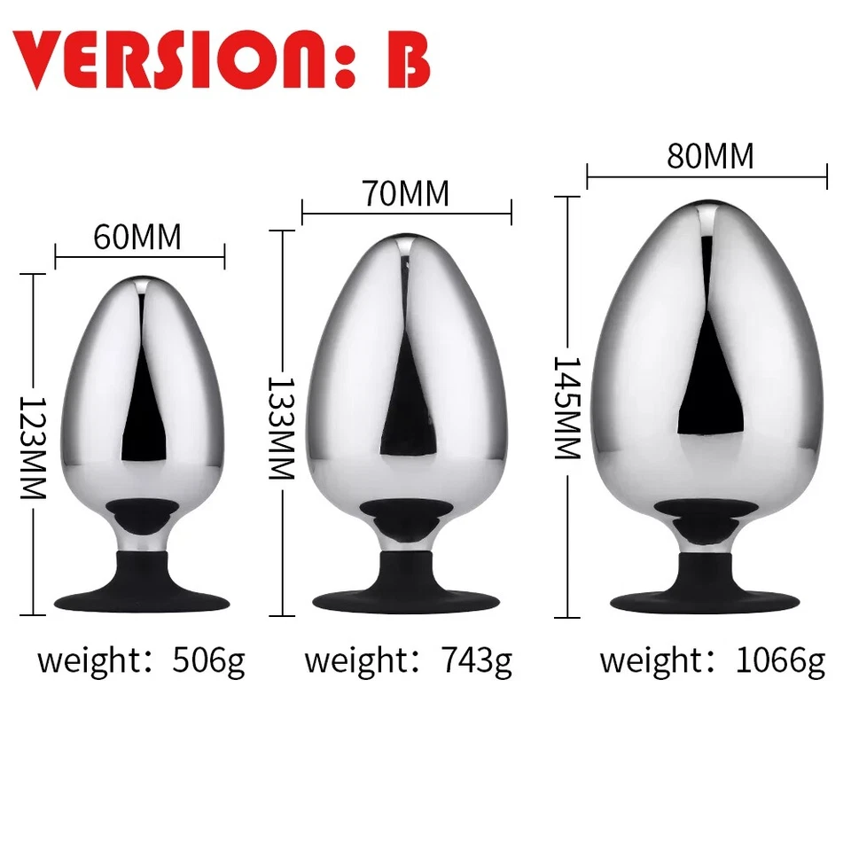 EXTRA LARGE HUGE METAL ANAL BUTT PLUG STAINLESS STEEL SEX TOY DILDO ASS TRAINING - Image 4 of 4