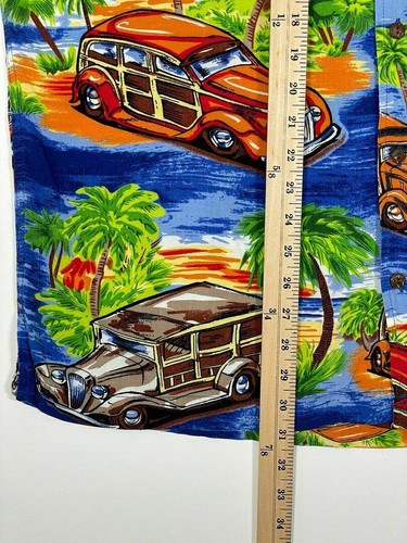 Steve & Barry's Classic Hawaiian Short Sleeve Button Up Cars Palm Tree Men's L - Picture 7 of 8