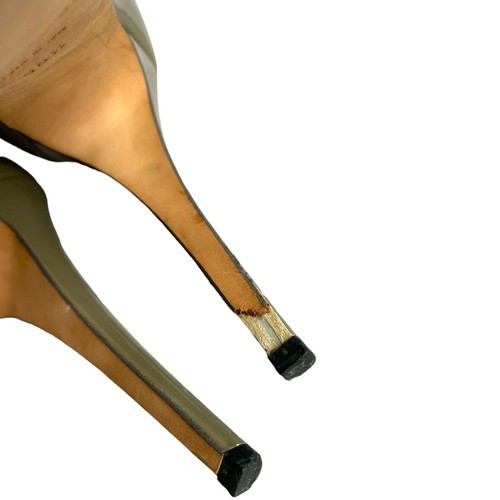 YVES SAINT LAURENT Olive Green Patent Leather Tribute Mary Jane Pumps, Size 38.5 - Picture 15 of 15